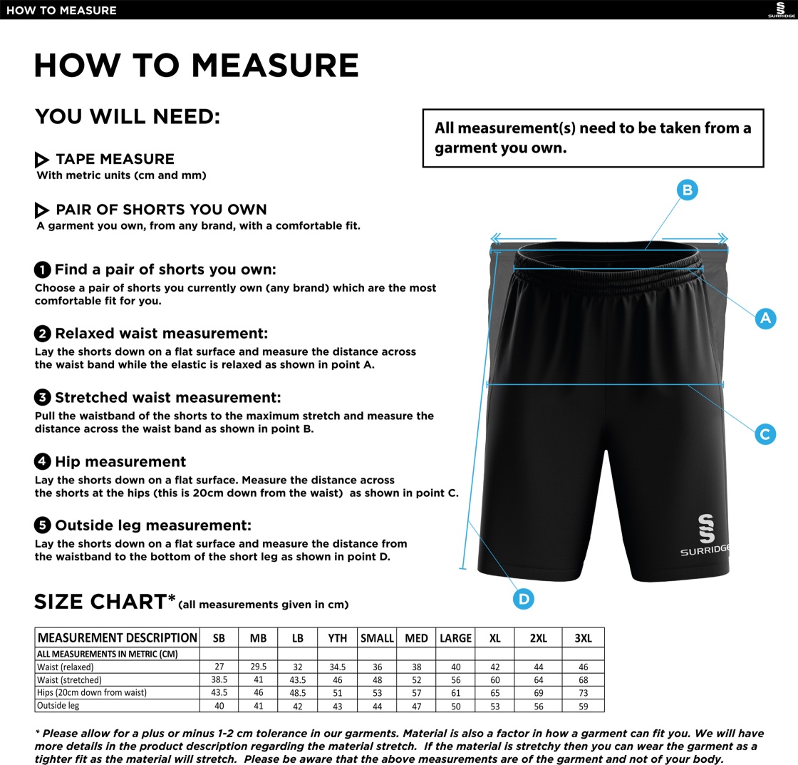 Langtons CC - Ripstop Leisure Shorts - Size Guide