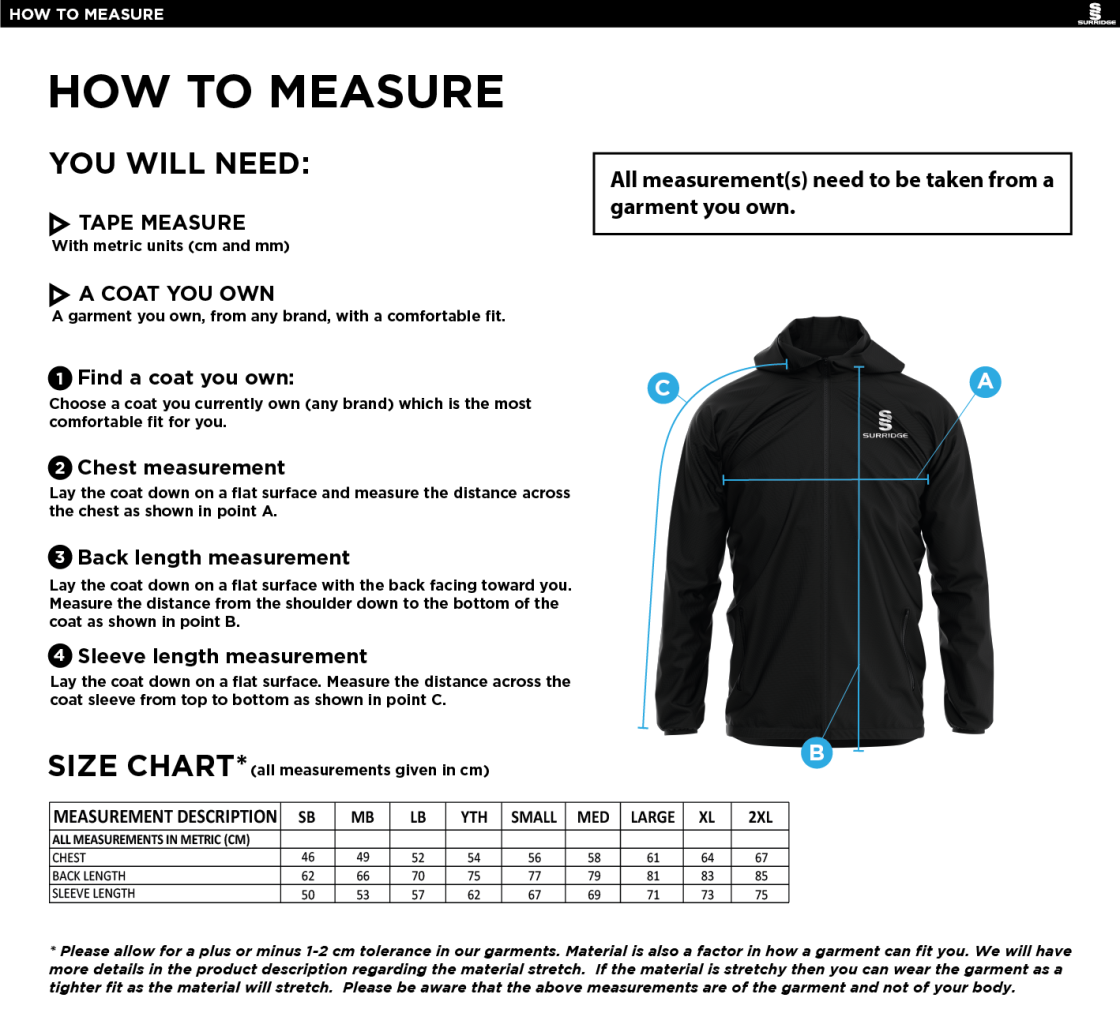 LANGTONS CC Dual Elite 1/4 Zip Hoody / Rain Jacket : Black - Size Guide