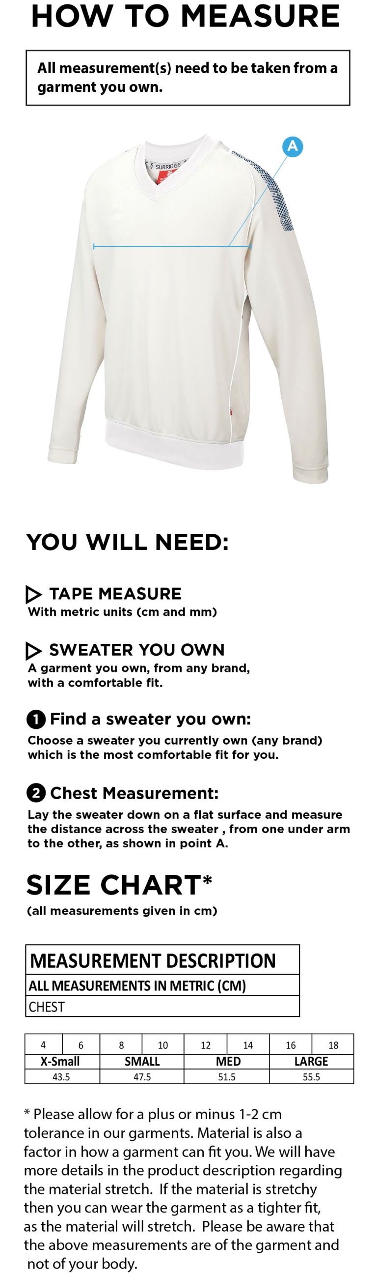 LANGTONS CC BLAST LONG SLEEVE WOMEN'S SWEATER - Ivory - Size Guide