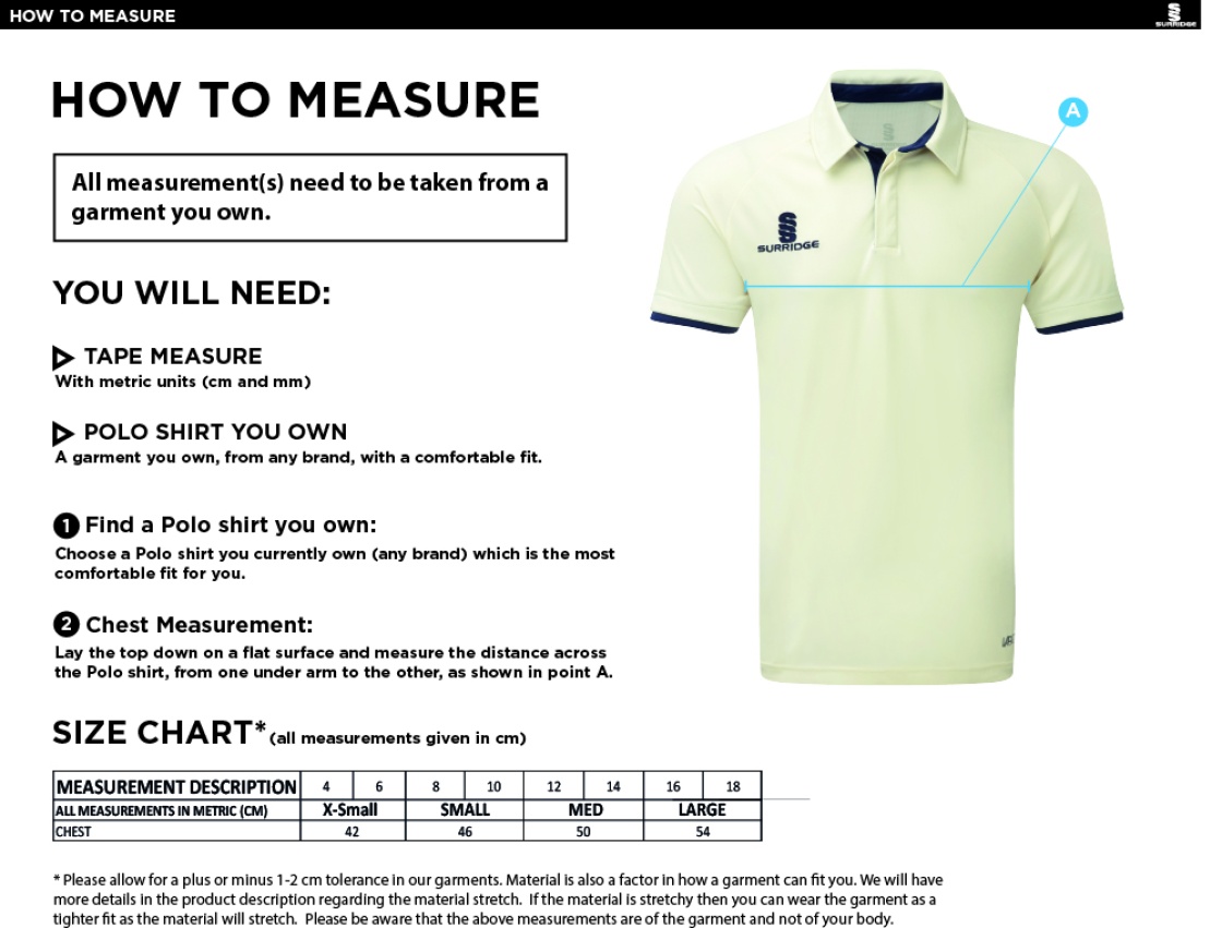 LANGTONS CC Dual Cricket Shirt Short Sleeve Womens - Size Guide